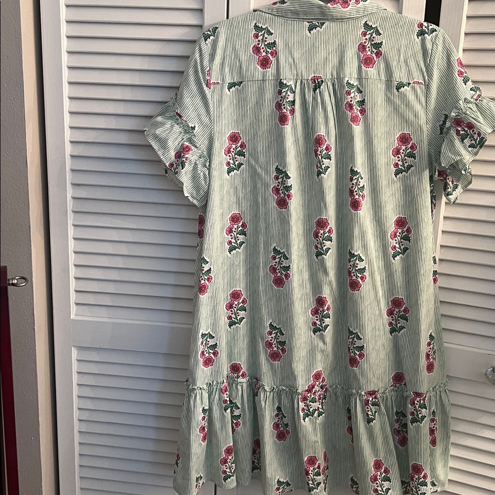 J. Crew Mint Green Striped Shirt with Pink Floral Print - Picture 7 of 7
